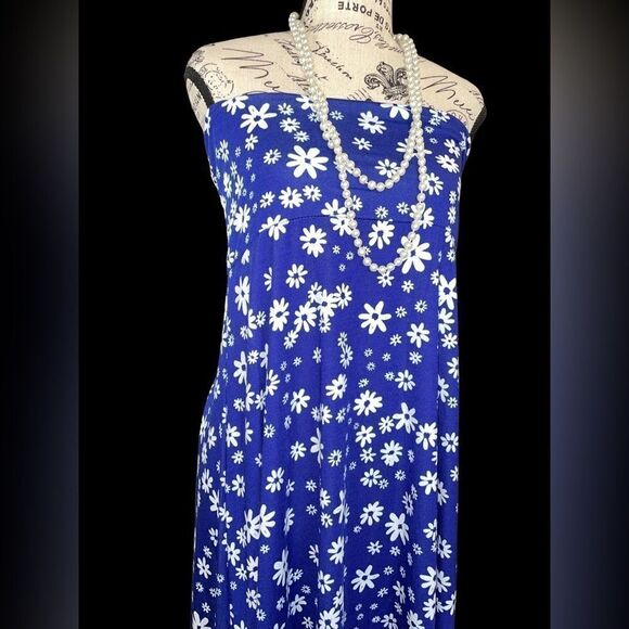 LuLaRoe 3XL Olivia High-Low Skirt • Blue Background • Daisies • Maxi • BNWT - Picture 3 of 15